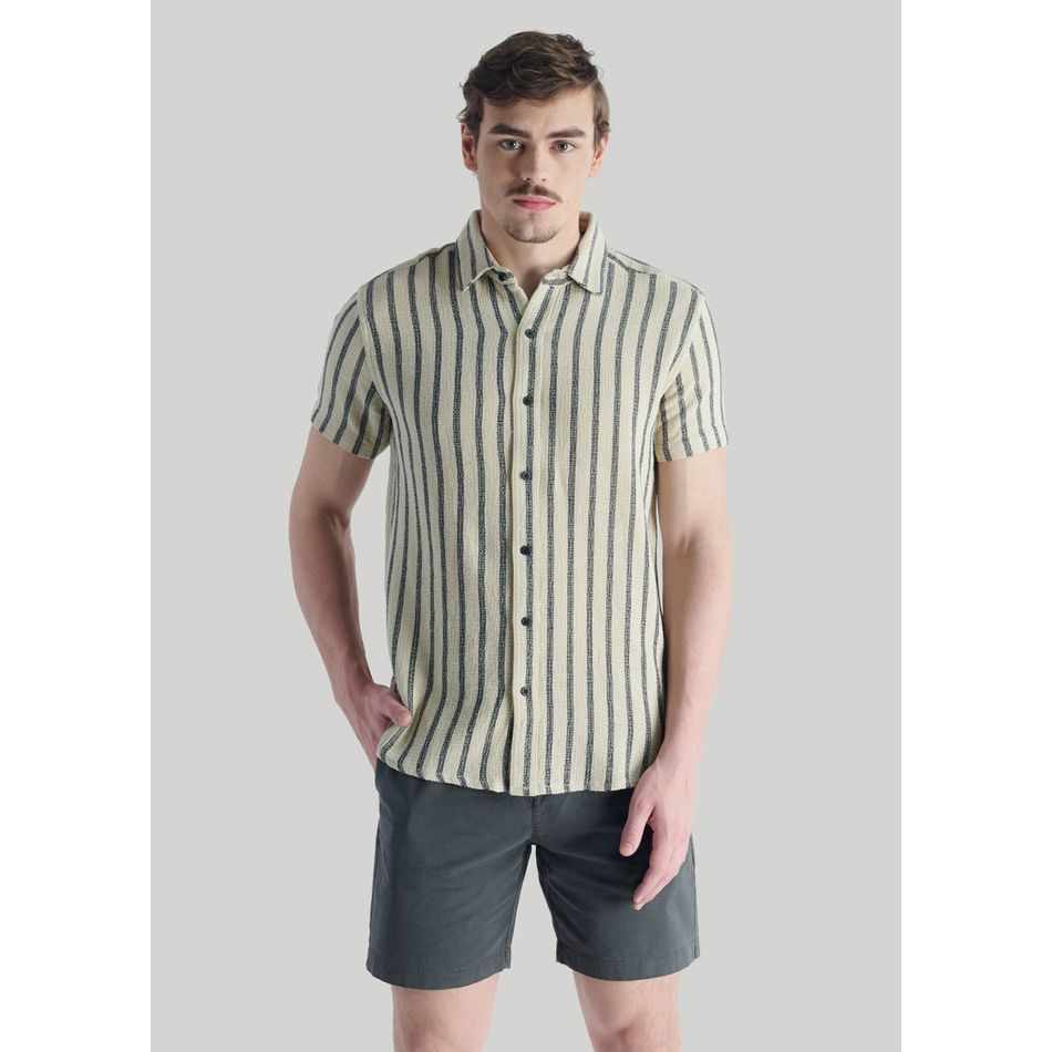 Camisa Stripe Casual Beige