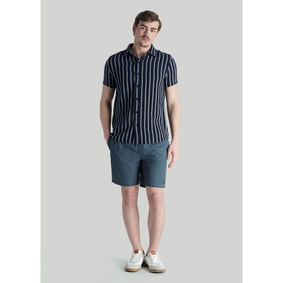 Camisa Stripe Casual Blue